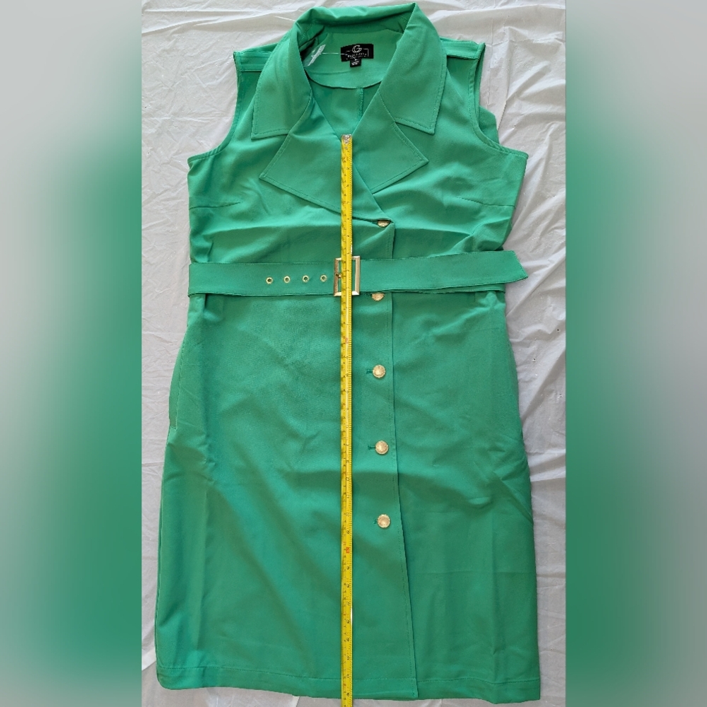 G by Giuliana Black Labe Women'sl Belted Trench Dress w/Pockets Size M Green New - Picture 8 of 12